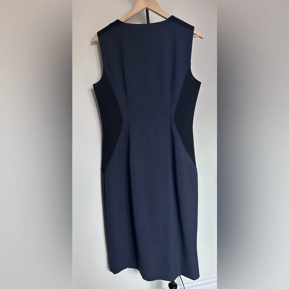 Elie Tahari Womens Wool Blend Sheath Career Dress blue  Black Zip front - Picture 10 of 13